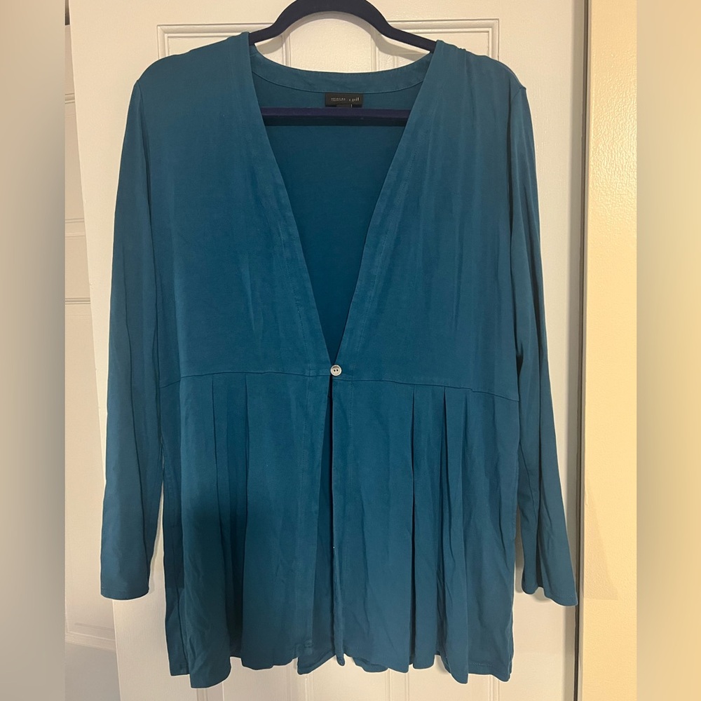 J. Jill Blue Pleated Cardigan (M)